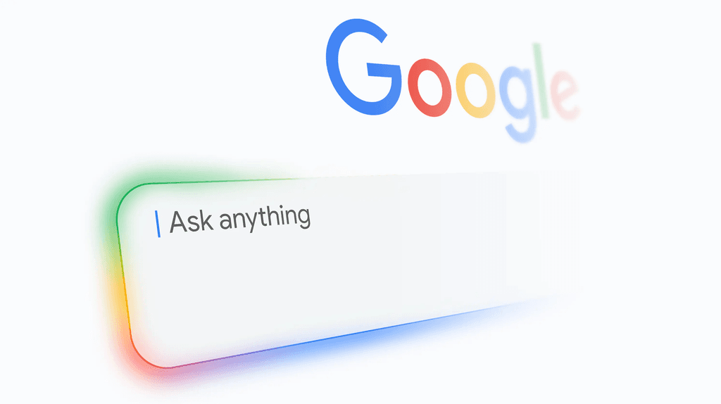 Google zoekbalk met de tekst "Ask anything" 