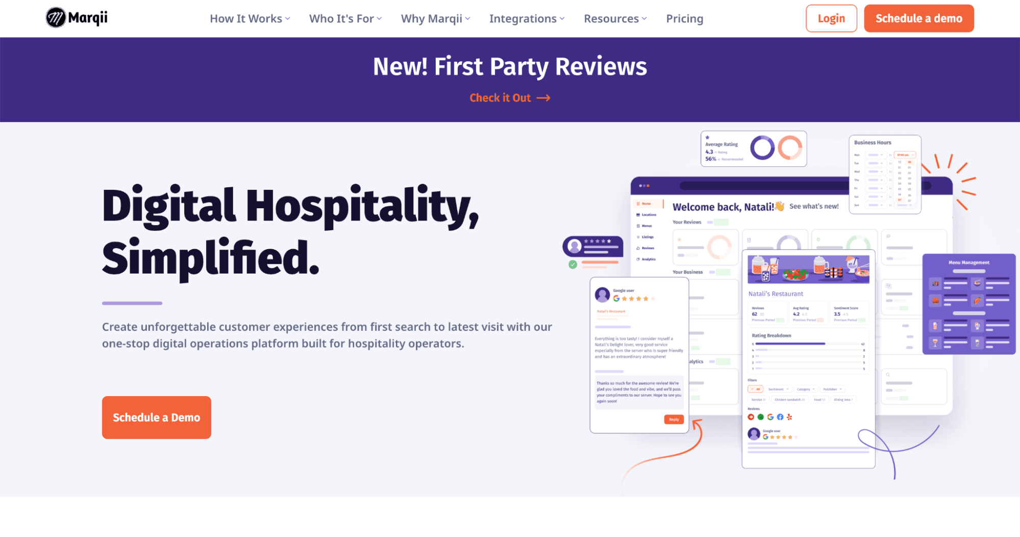 Marqii is a digital operations platform built mainly for restaurants and hospitality businesses to help them manage their online presence, guest feedback, search visibility, and menus from one central place.