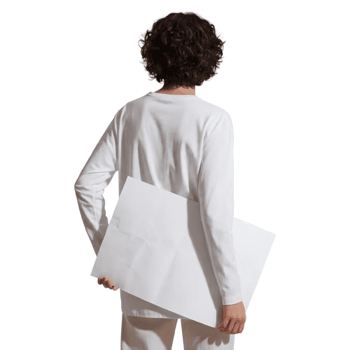 Poster mockup held by male model