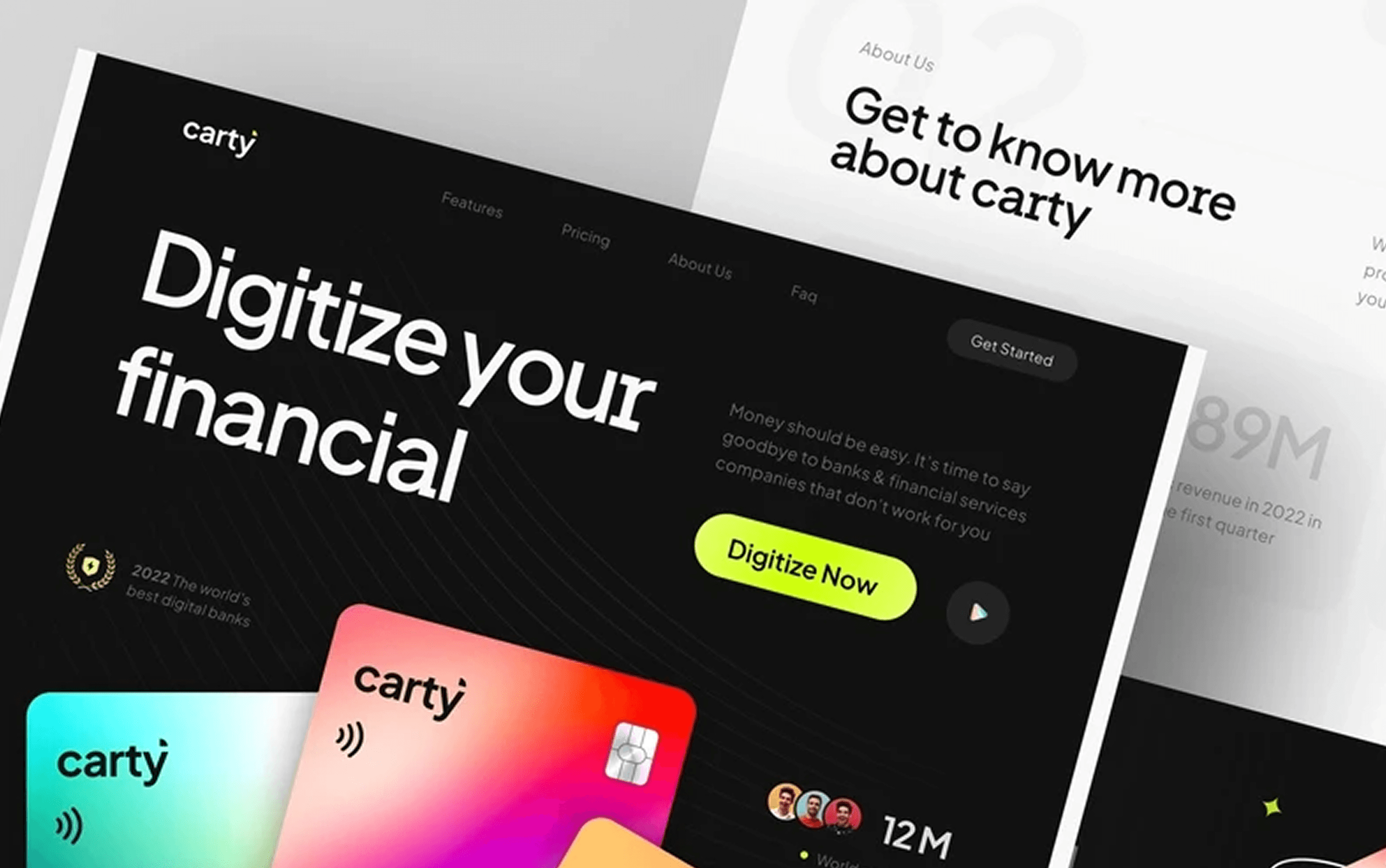Carty website: digitize financial business. Agile, scalable tech solutions.