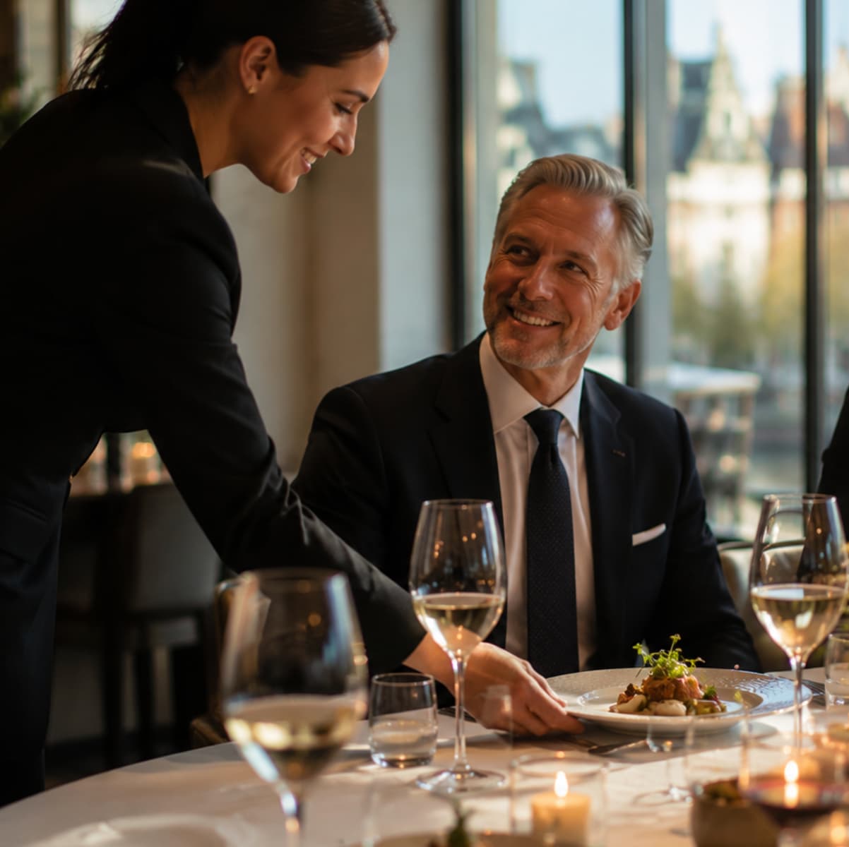 Persoonlijke fine dining service tijdens exclusief VIP diner voor zakelijke relaties en aandeelhouders