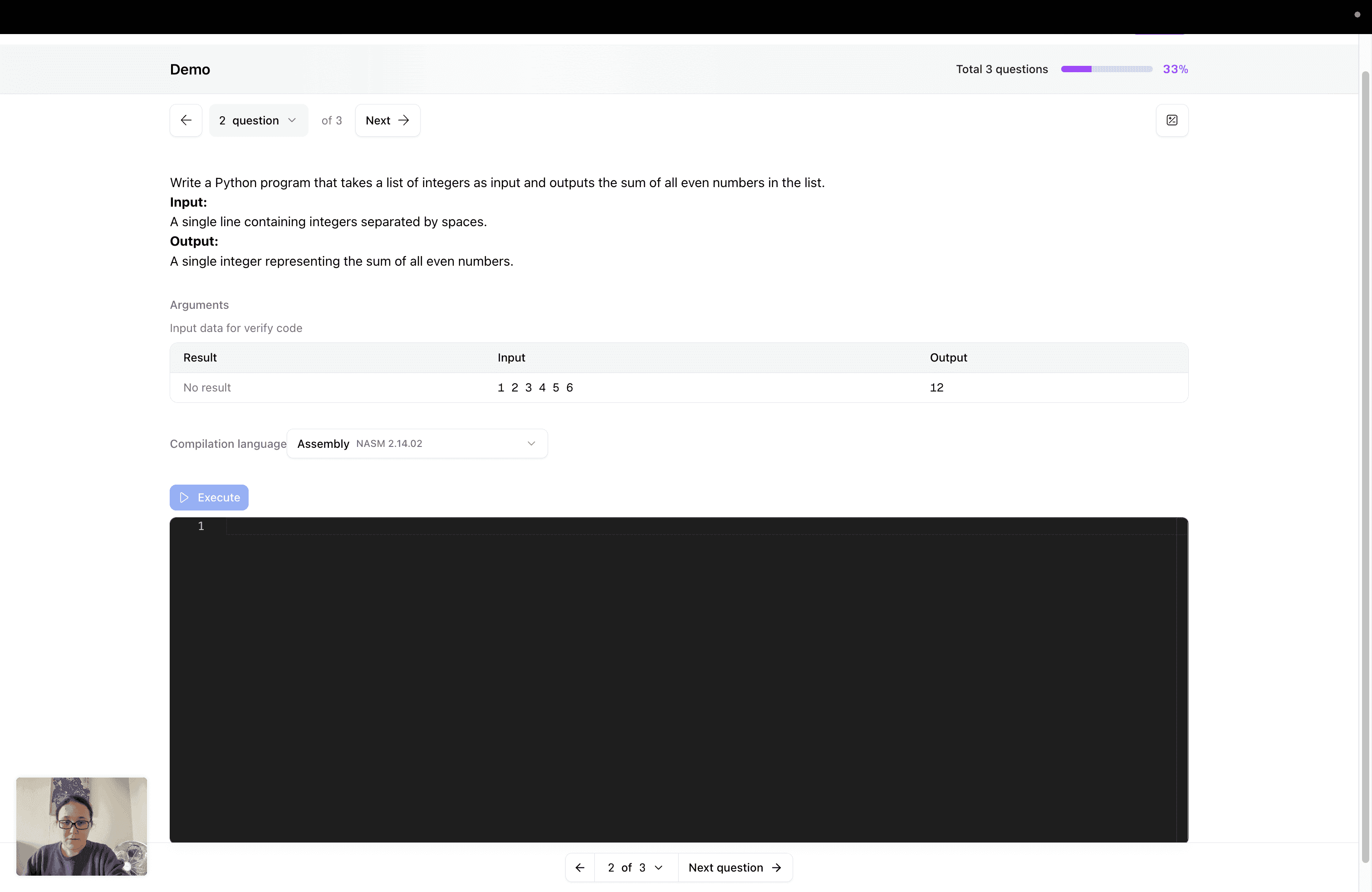 3. Code Question (Embedded Compiler Task) — screenshot 7