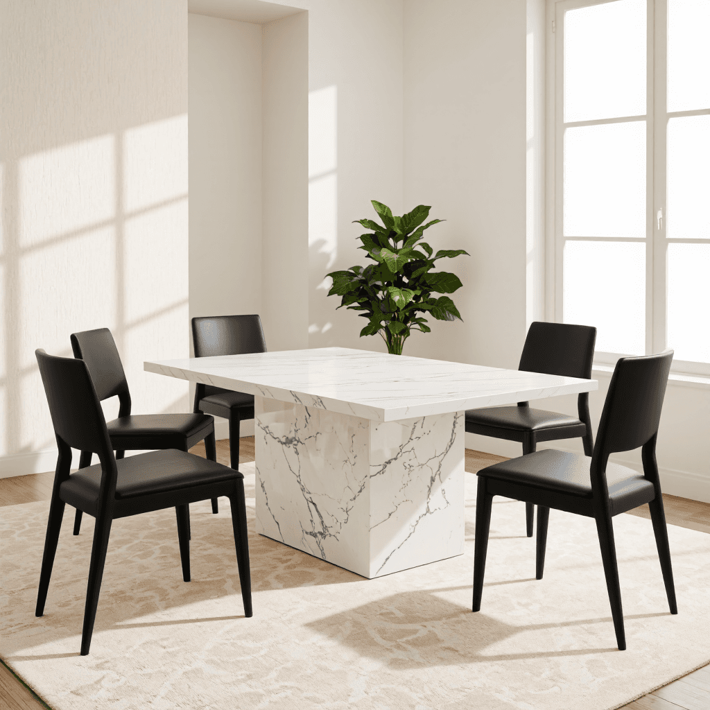 product photography of a dining table set with chairs