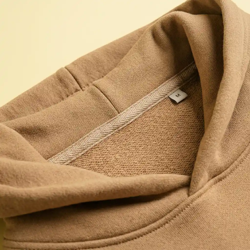 A cream colour t-shirt laid flat on a light purple background there are 2 thread cone and a comb kept on the corner