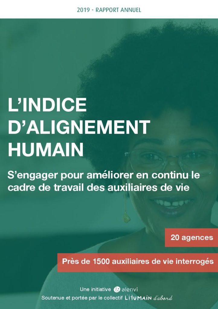 Couverture du rapport annuel 2019 de l'Indice d'Alignement Humain : 20 agences, près de 1 500 auxiliaires de vie interrogés