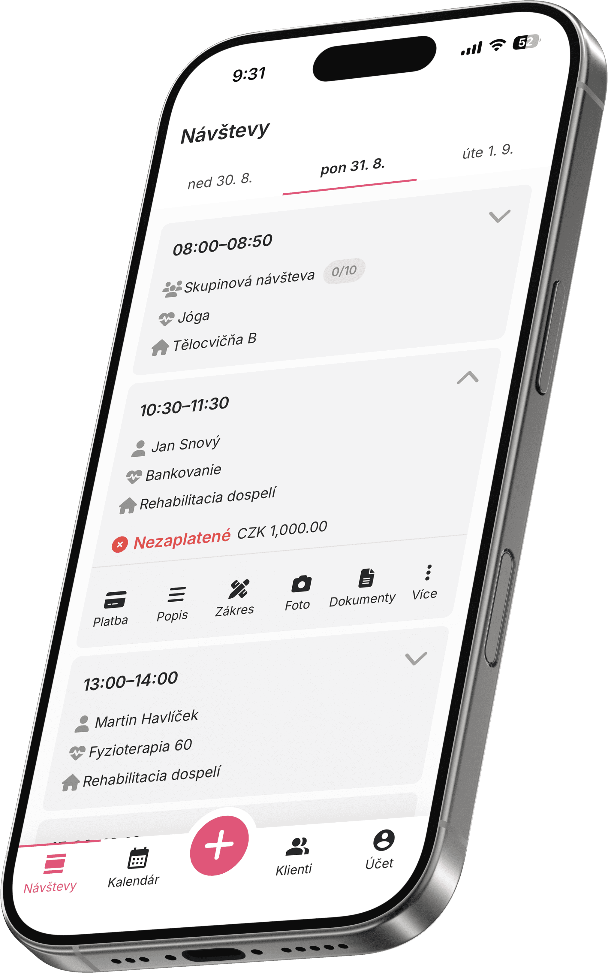 Mobilná aplikácia Fyzion – prehľad návštev