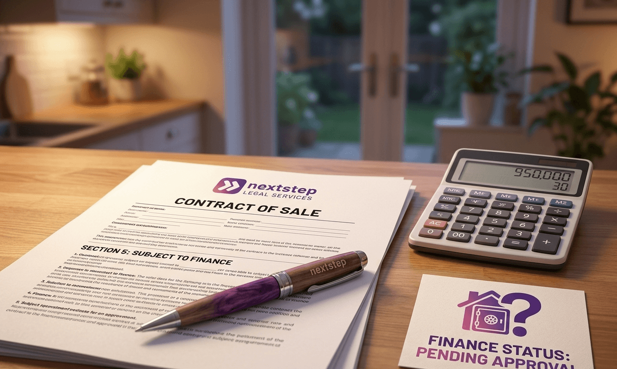 Contract of sale and calculator representing subject to finance clause in Victoria