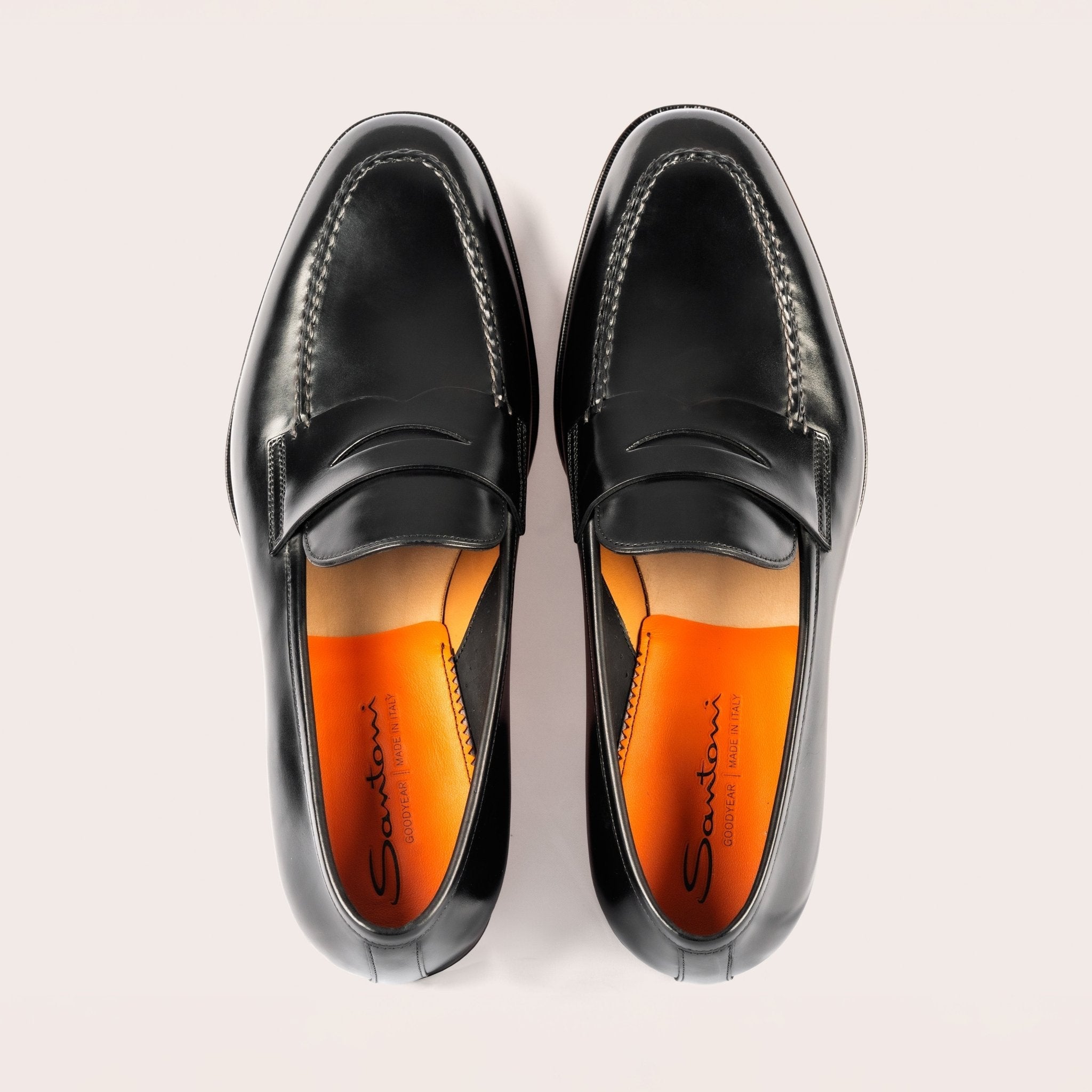 Men's black leather penny loafer - Mandelli UK