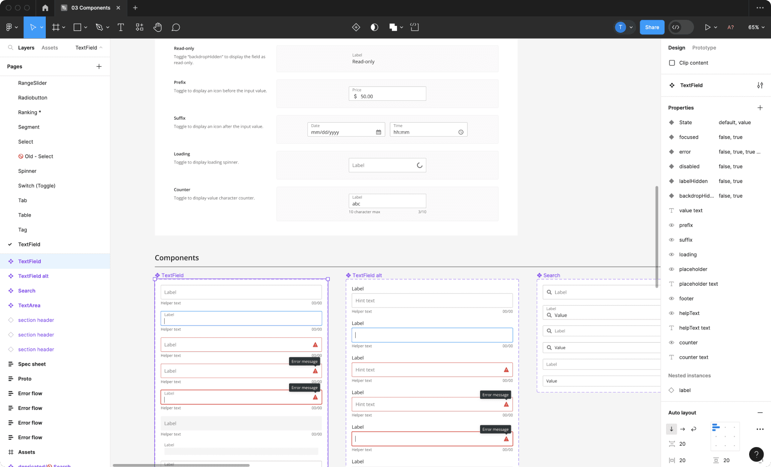 Figma component variants