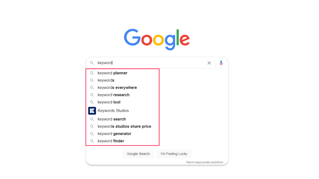 Auto-complete suggestions.