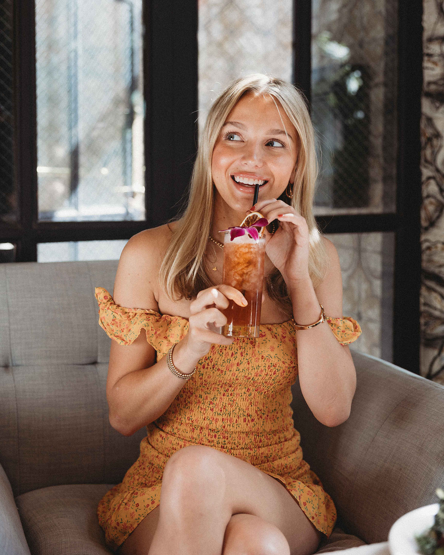Enjoying a handcrafted floral cocktail at Hubbard Inn Chicago. Light, refreshing, and made for sunny brunch moments in the heart of River North.
