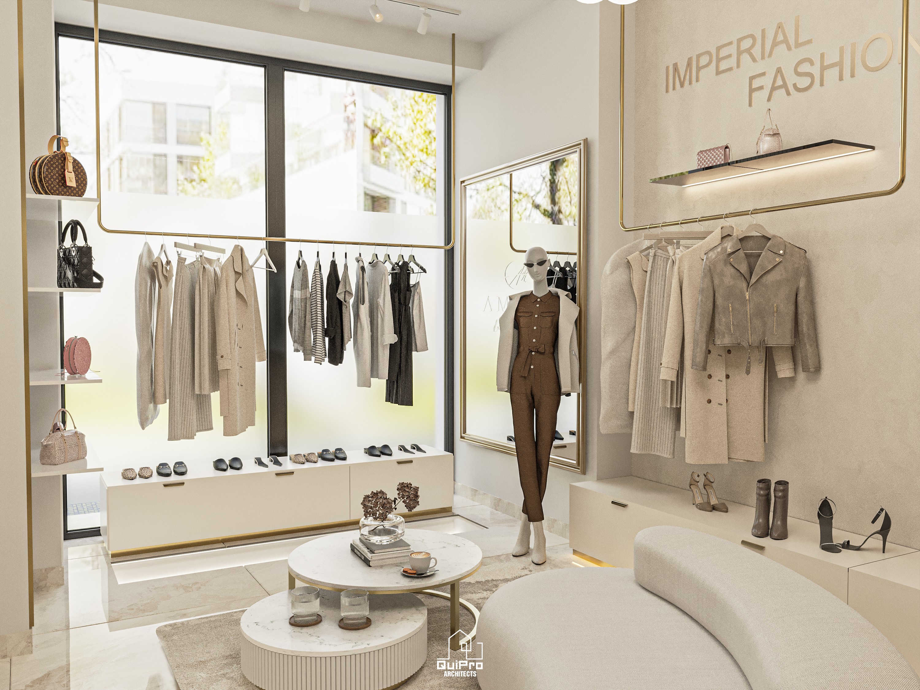 a living room filled with furniture and a mirror