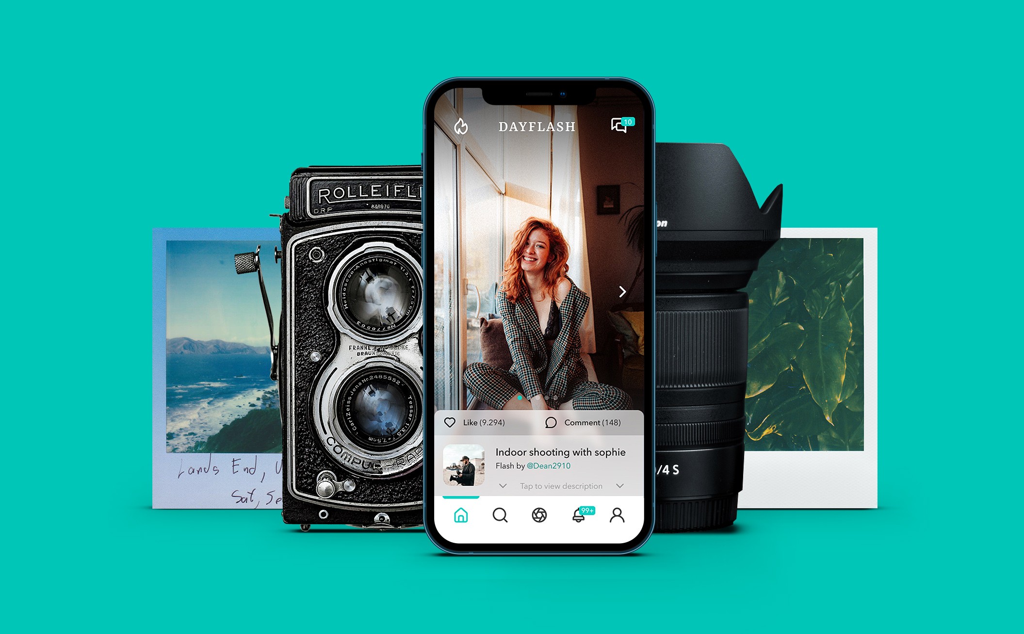 photography app with a camera and lense