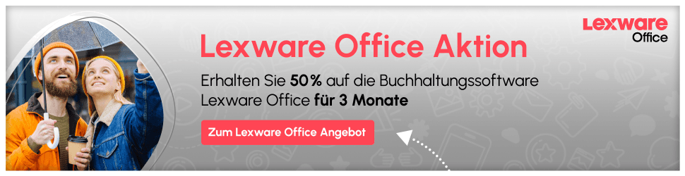 Angebotsbanner: 50% auf Lexware Office für die ersten 3 Monate