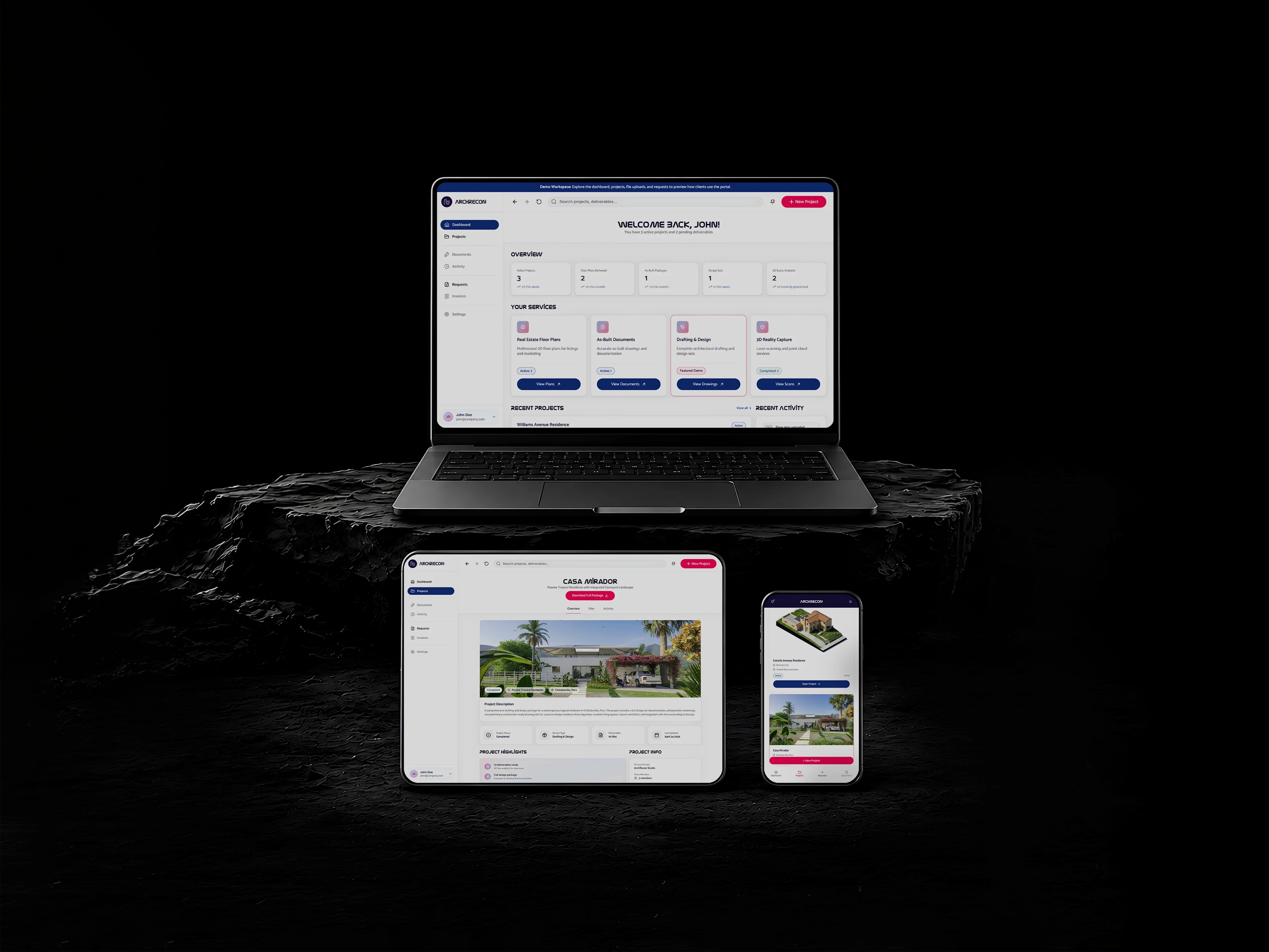 ArchRecon Portal Responsive Mock up