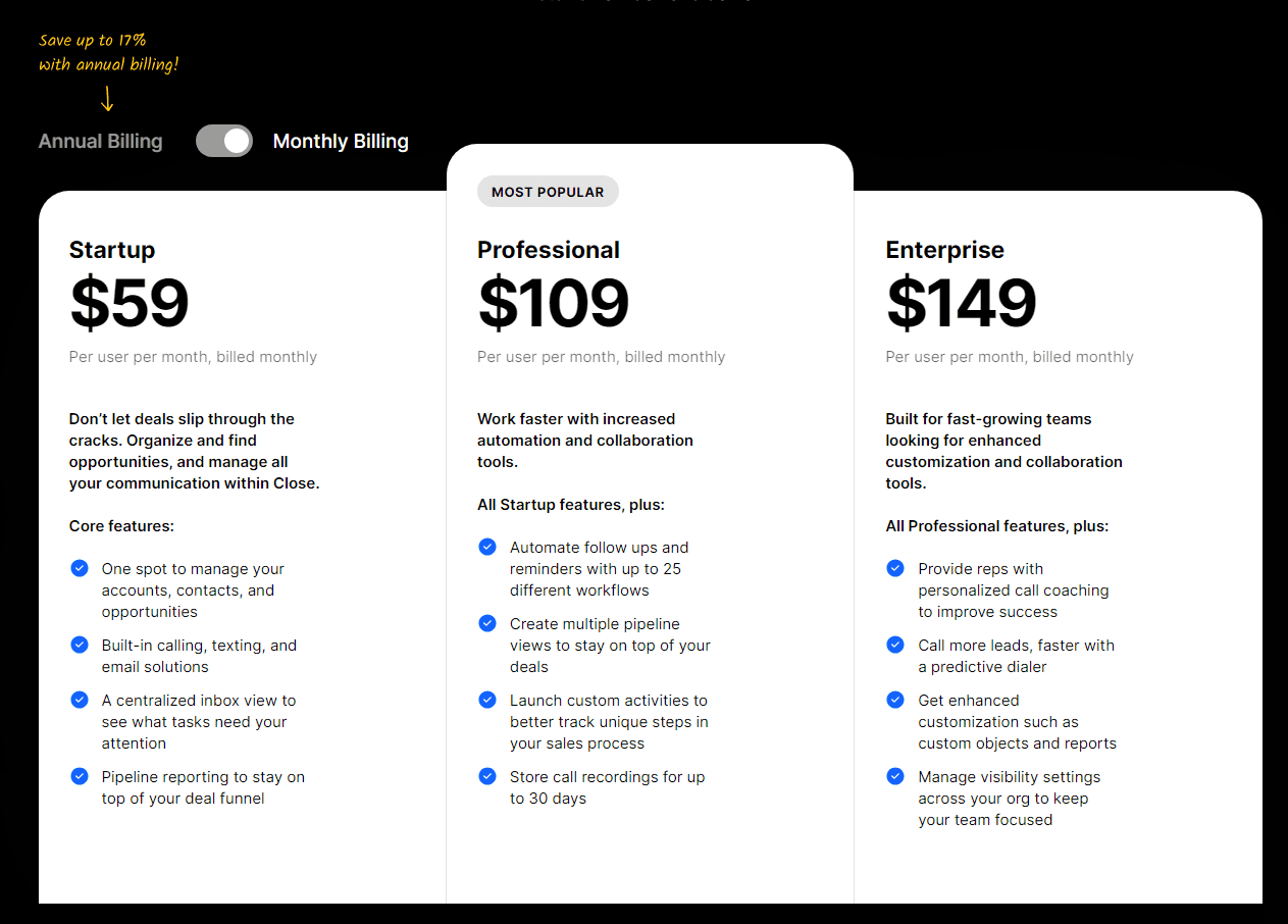 Close Pricing