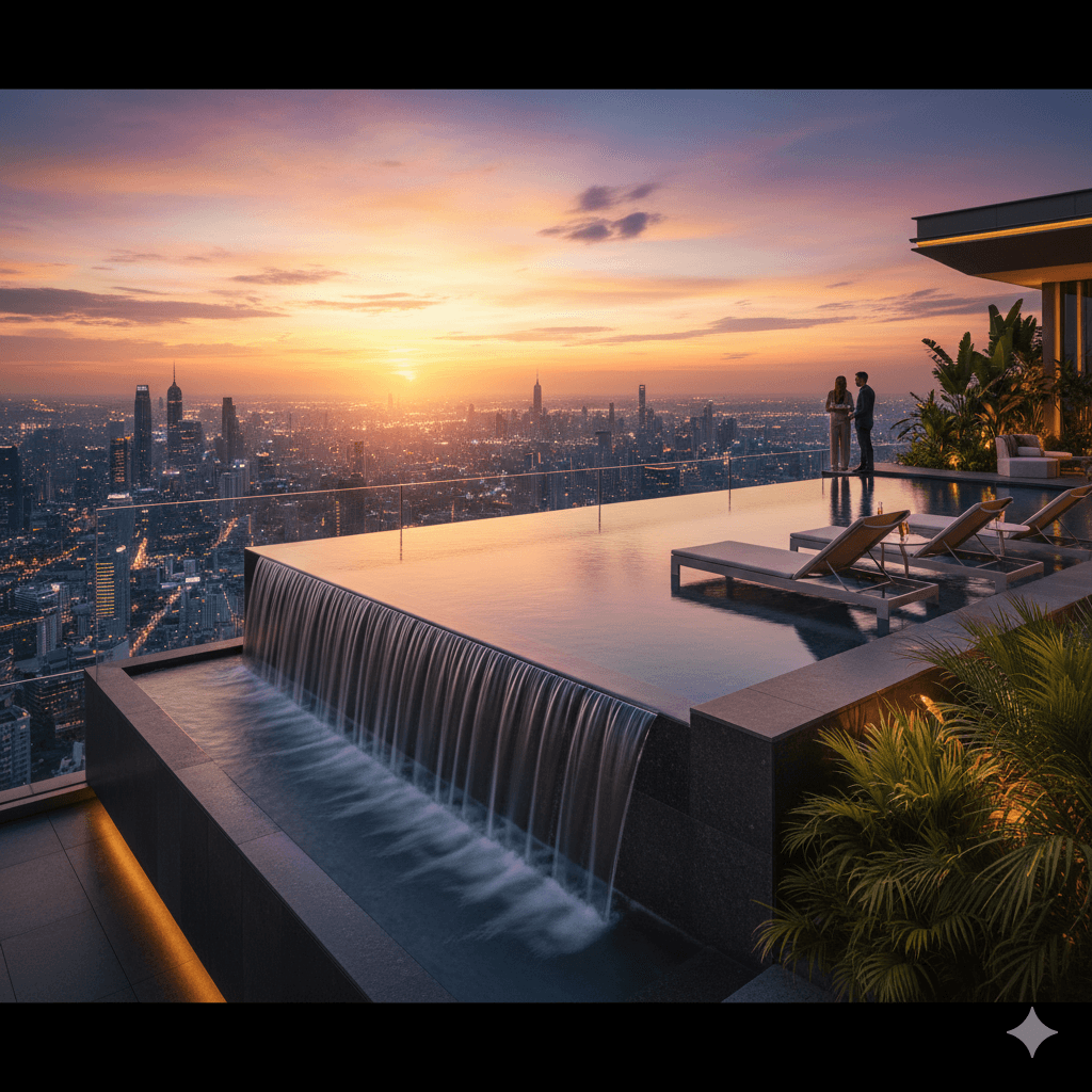 infinity pool luxury clubhouse residential amenity