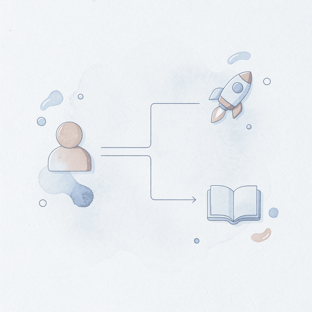 Icon showing one legal path splitting into three homeschool pathway options
