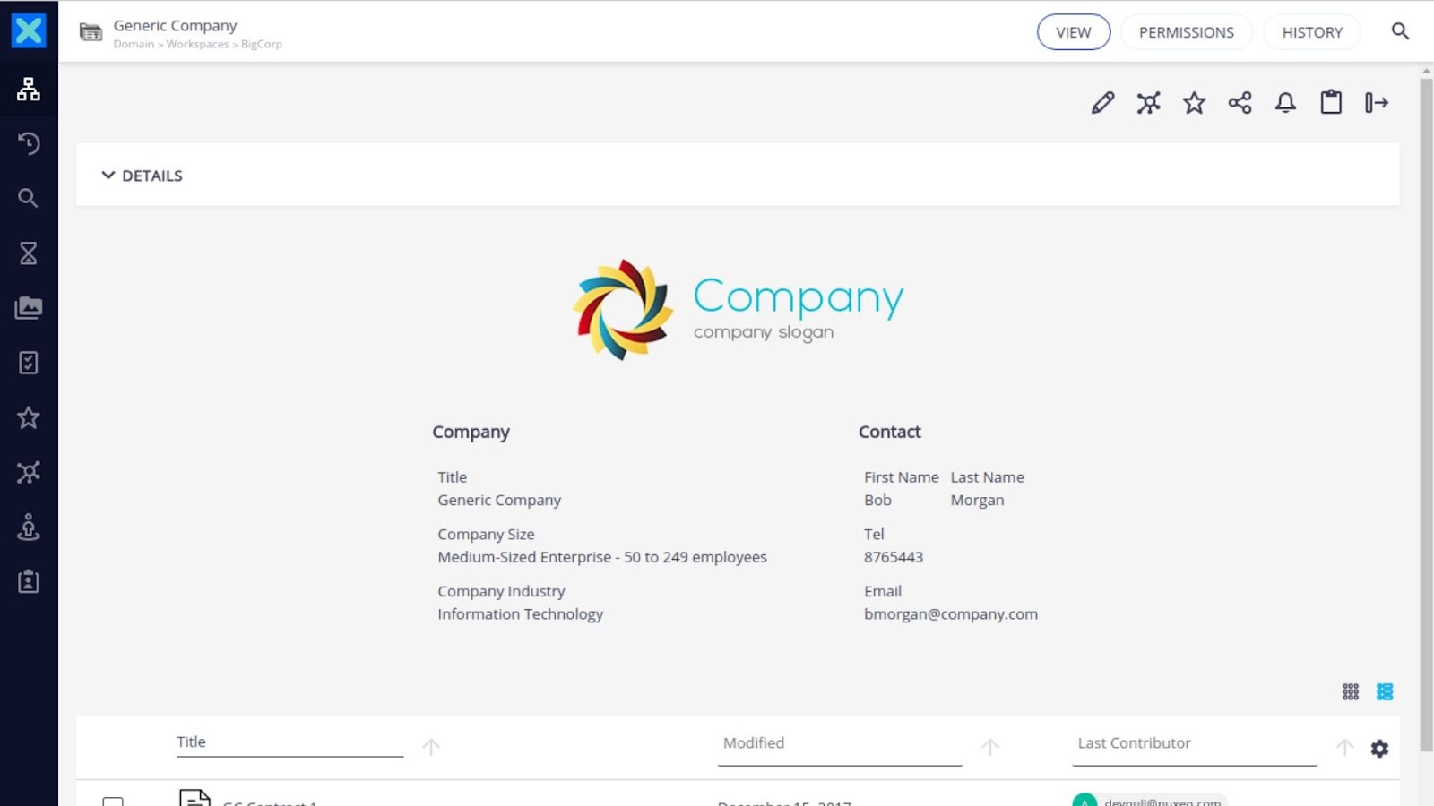 Nuxeo's content platform workspace