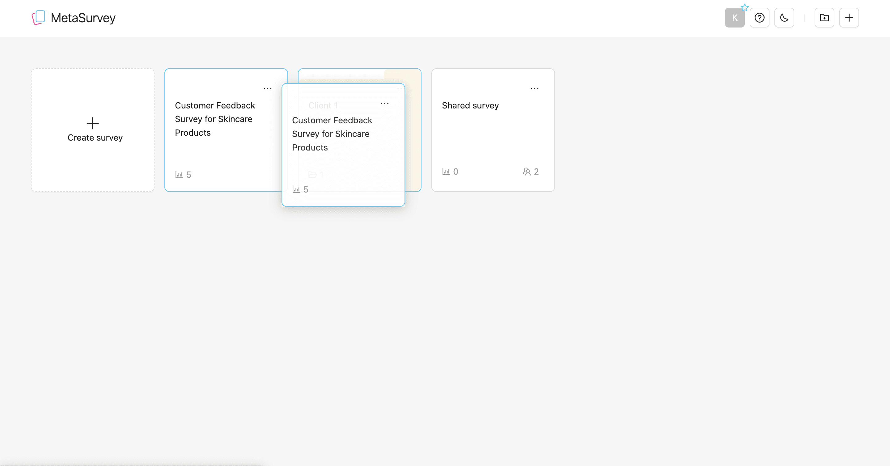 Drag and drop survey into folder
