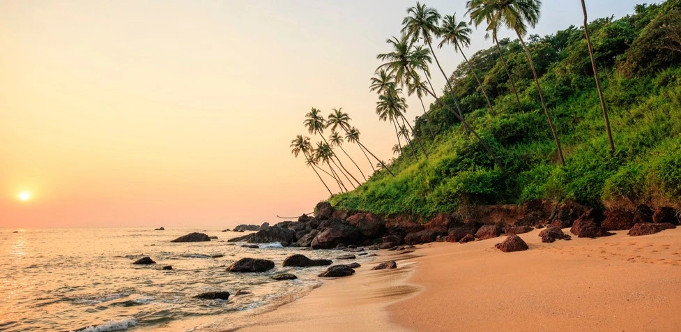 Serene Goa beach at sunset