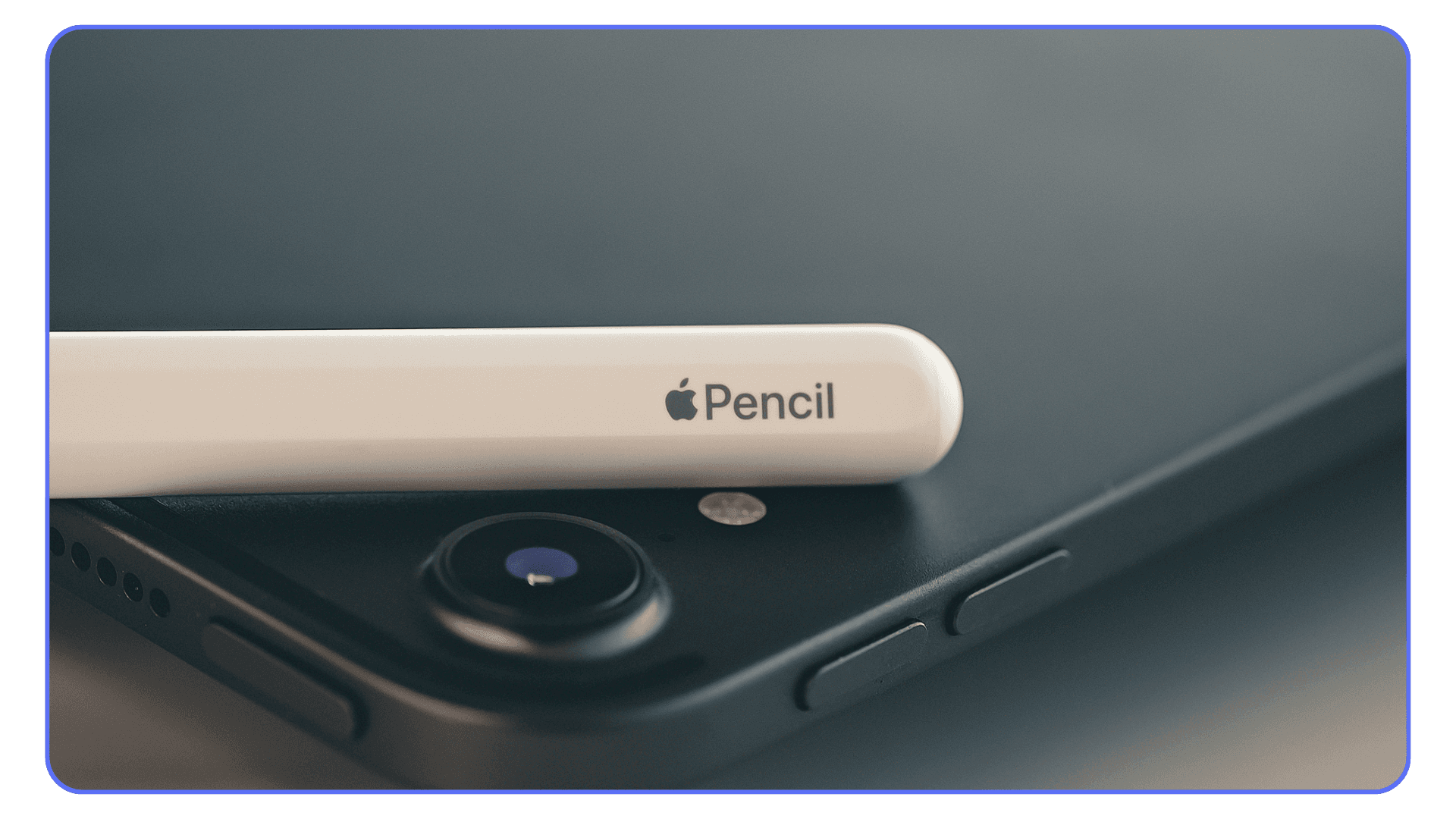 Apple Pencil resting on an iPad used for digital creation