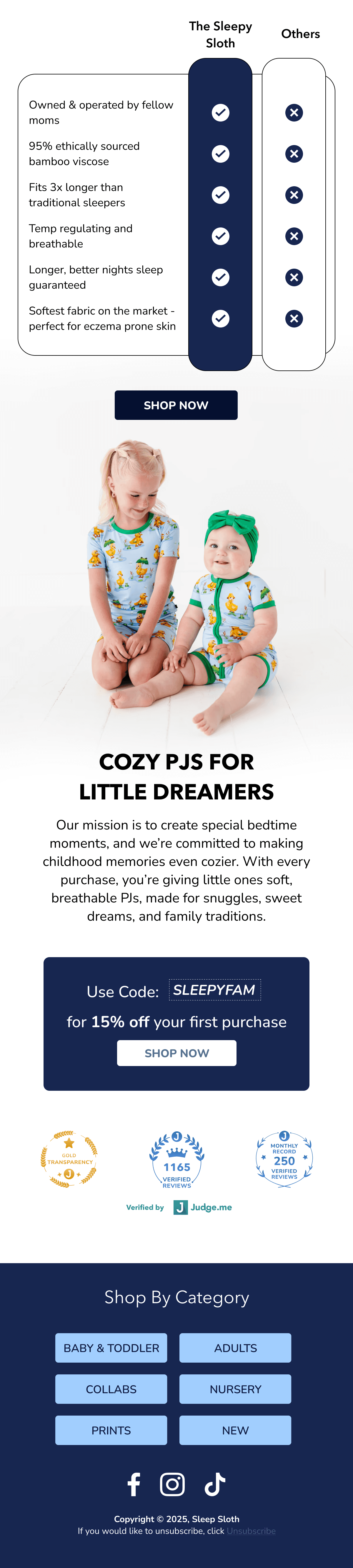 The Sleepy Sloth email design.