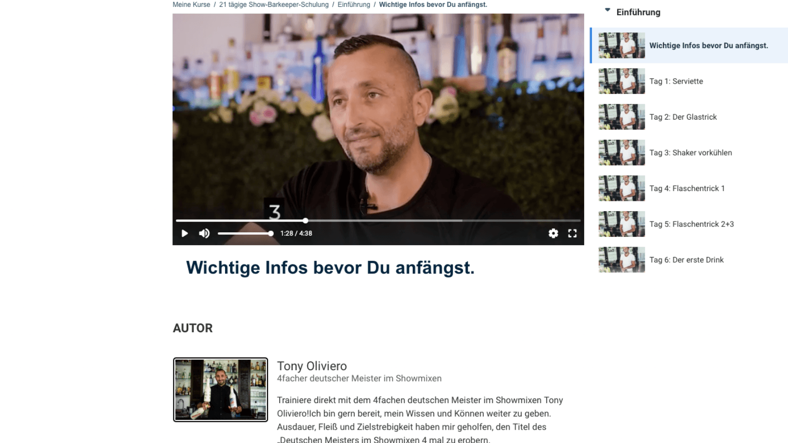 Online Showbarkeeper Kurs mit Video-Lernplattform von SAPOORI, tägliche Moves und Showtechniken für Zuhause.