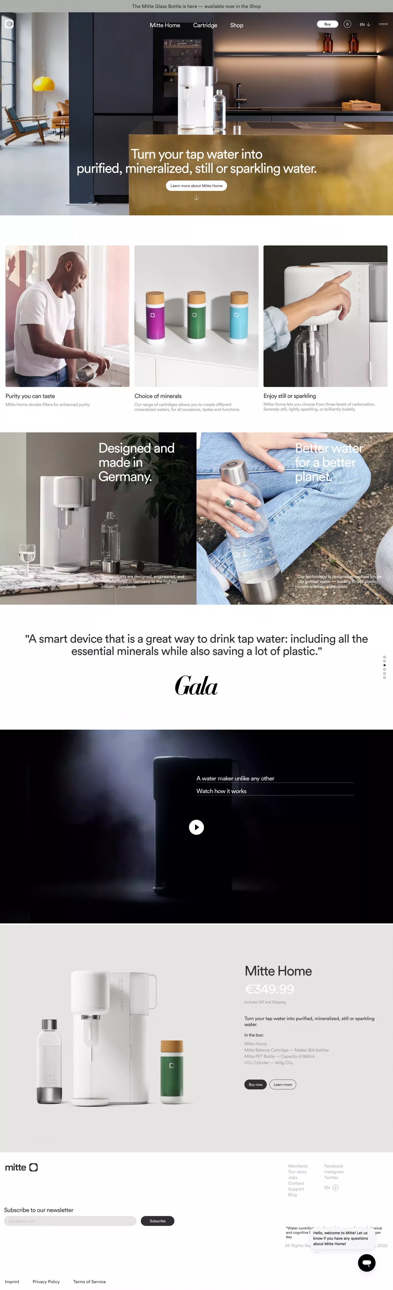 Mitte. Better for you, Better for the pl ecommerce page screenshot showcasing Food & Drinks and Ecommerce design