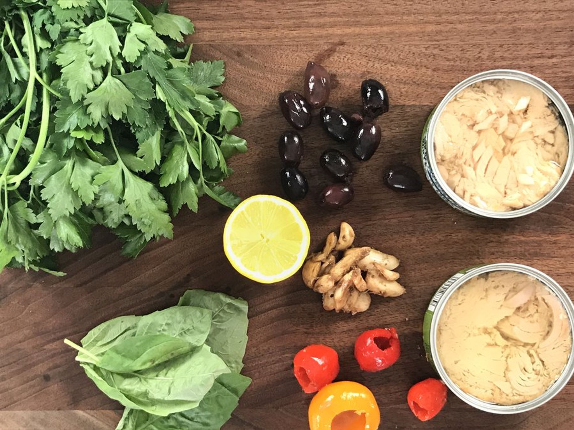 ingredients for olive bar tuna salad