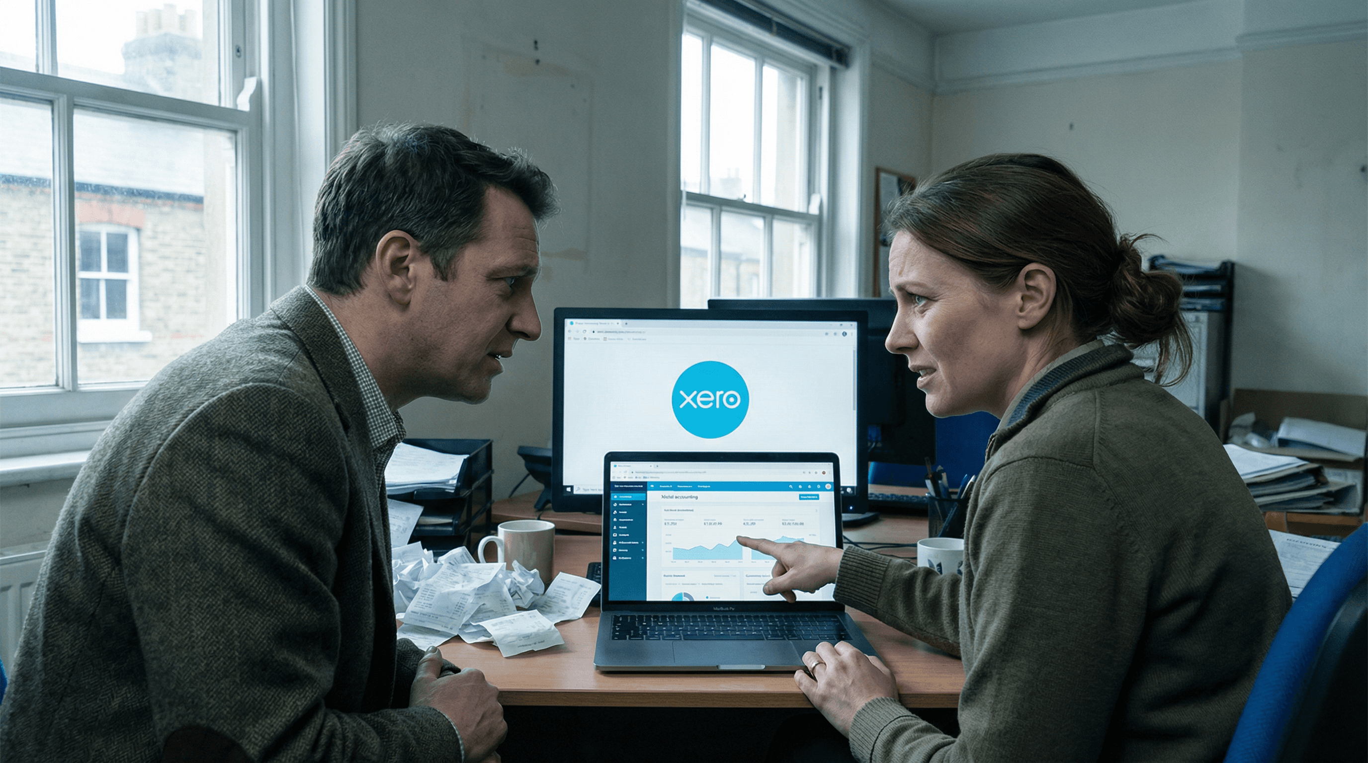 Four workers in black coveralls walk through an industrial facility.