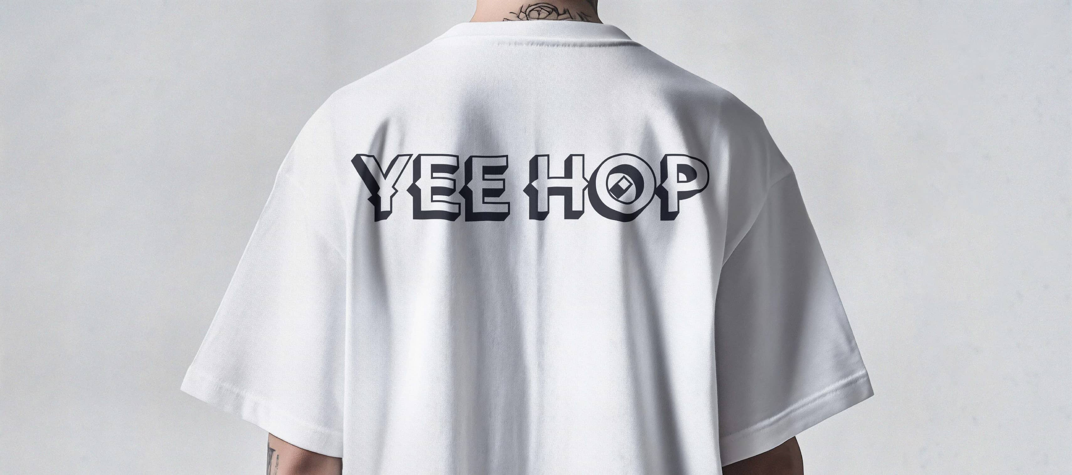 Yeehop logo back print on white t-shirt