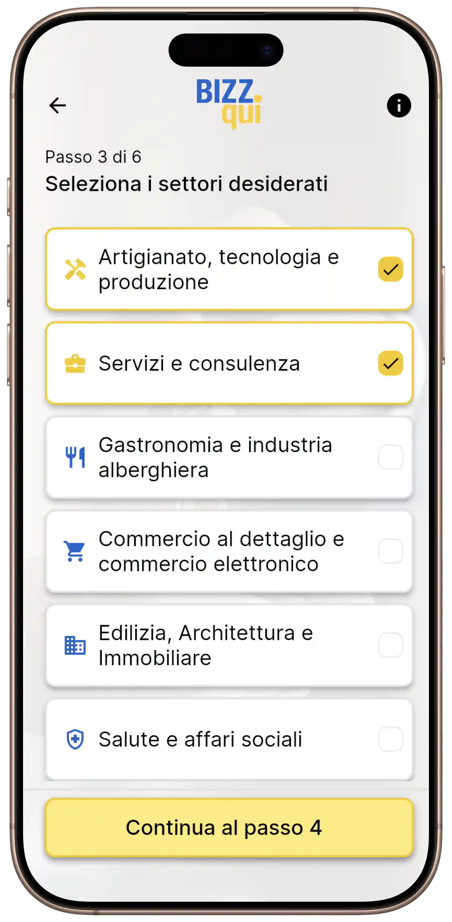 App BIZZqui: comprare aziende filtrando per settore, posizione e prezzo di acquisto, successore cercasi per artigianato, ristorazione e commercio al dettaglio