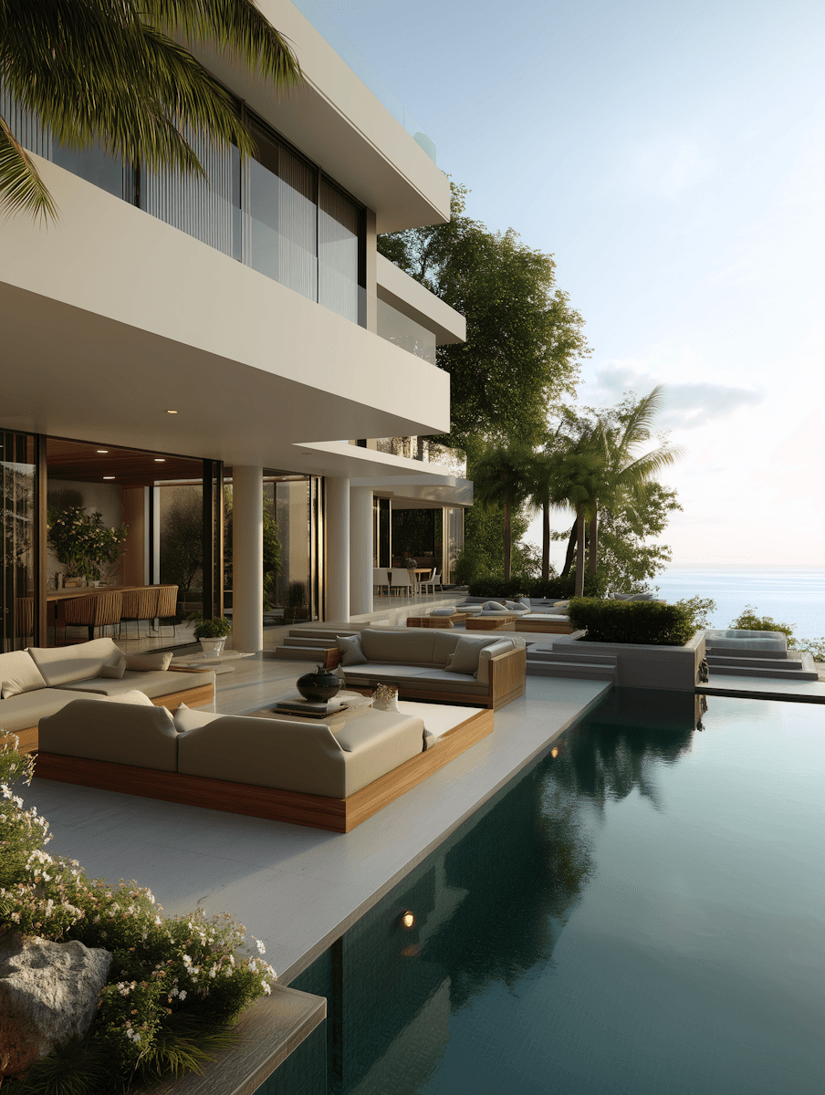 modern house on the shore