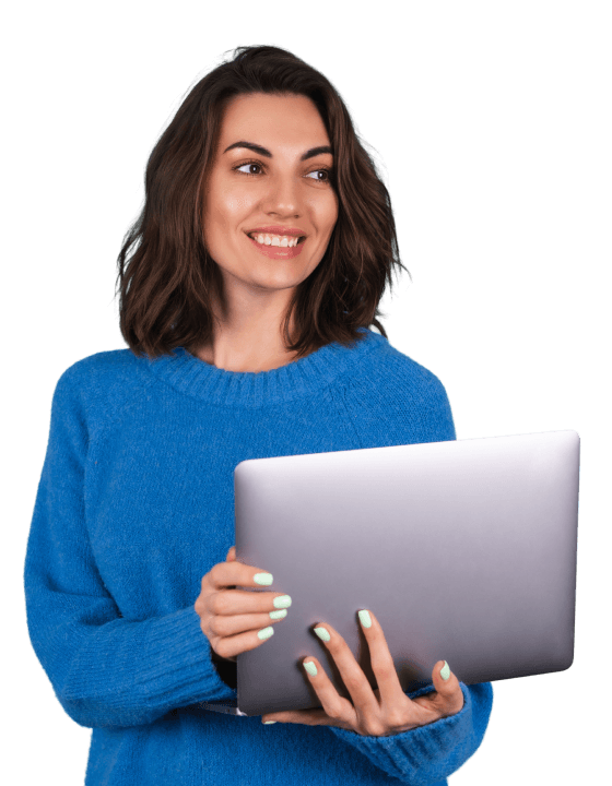 Happy woman on her computer