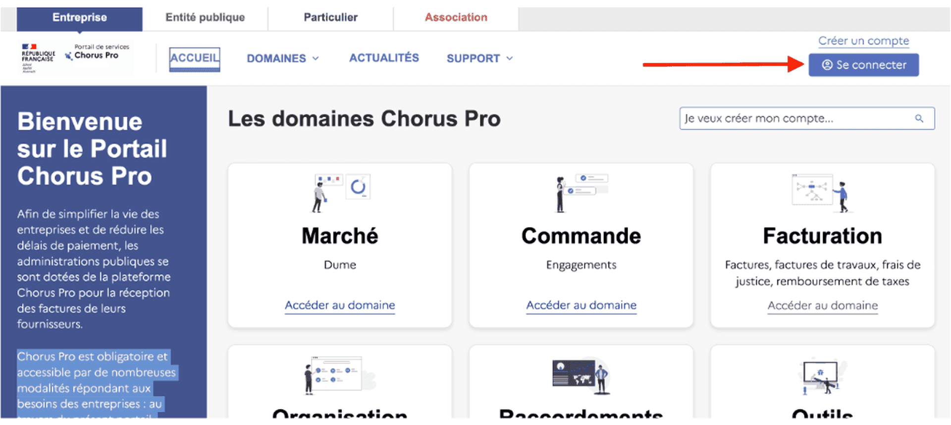 Connexion Chorus pro