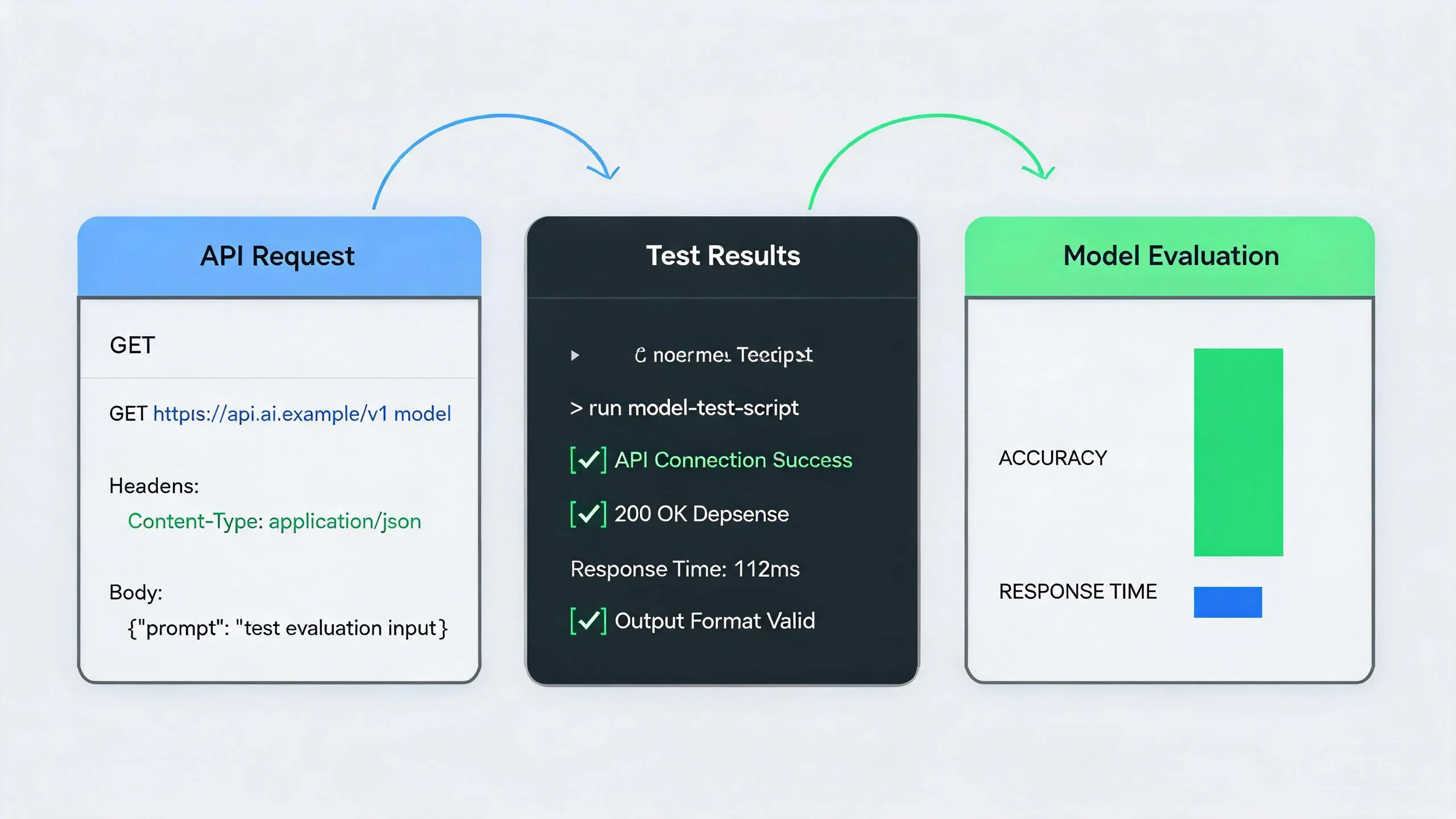 GLM-5.3 API testing workflow on SiliconFlow showing model ID lookup, Playground testing, API key creation, and multi-task evaluation steps