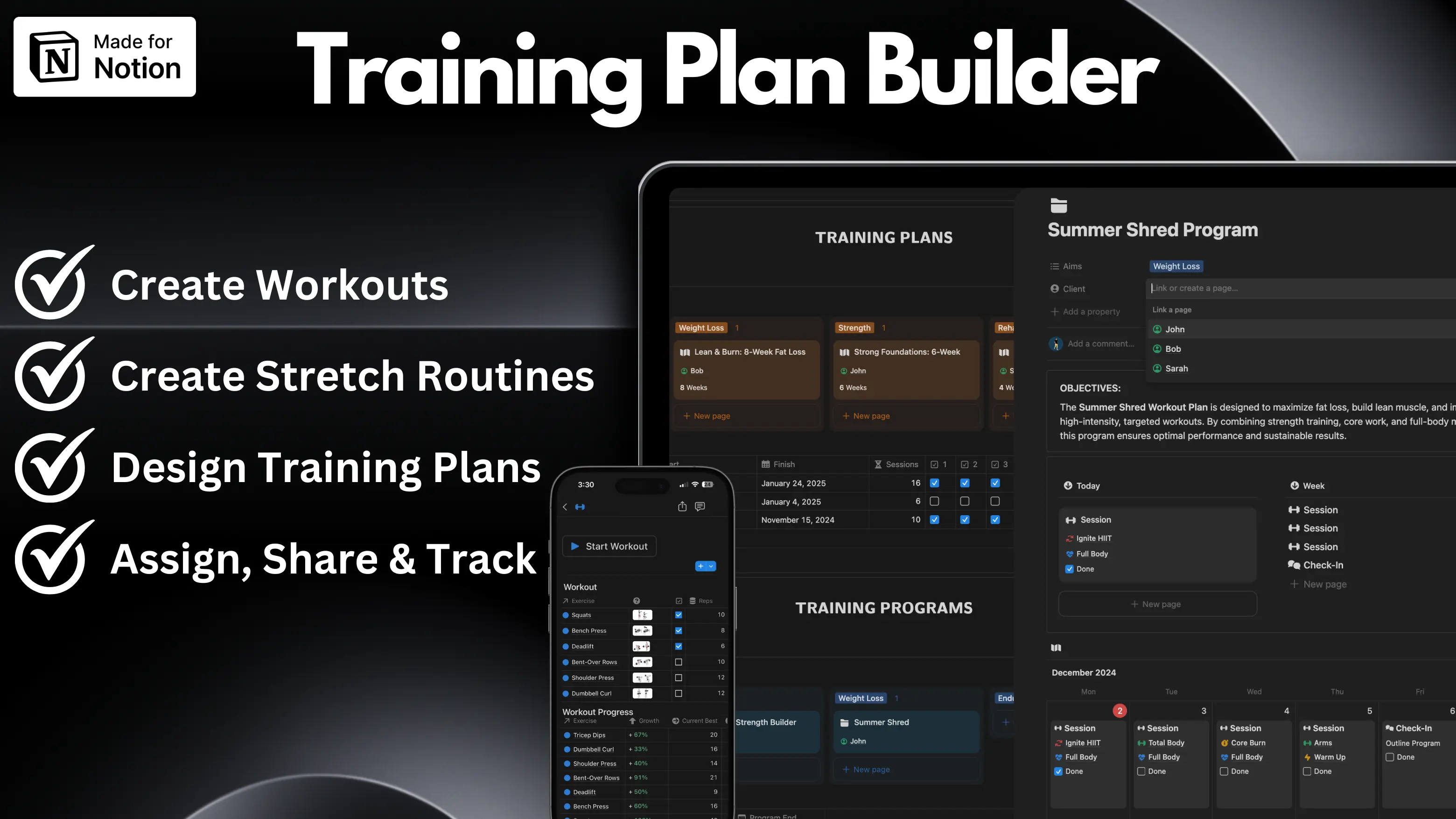 Best Notion fitness tracking template for personal trainers