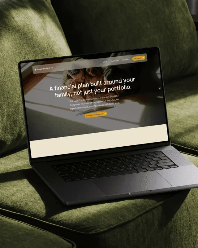 Fallbrook FI website on a laptop
