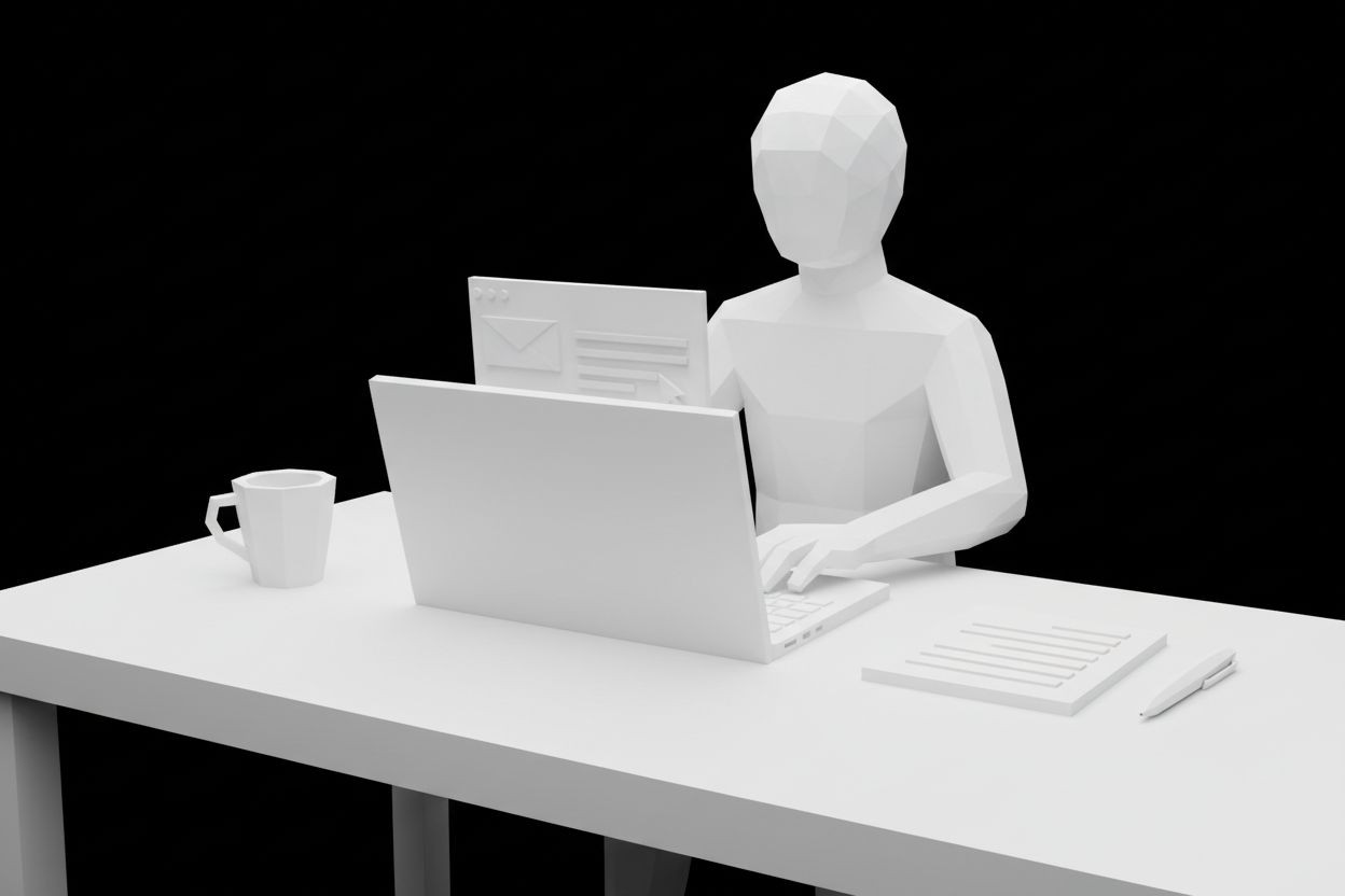 Person writing a cold email on a laptop