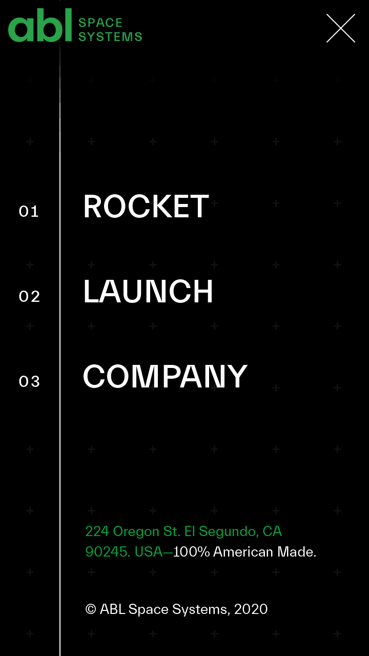 ABL Space Systems - menu mobile - rocket launch company.