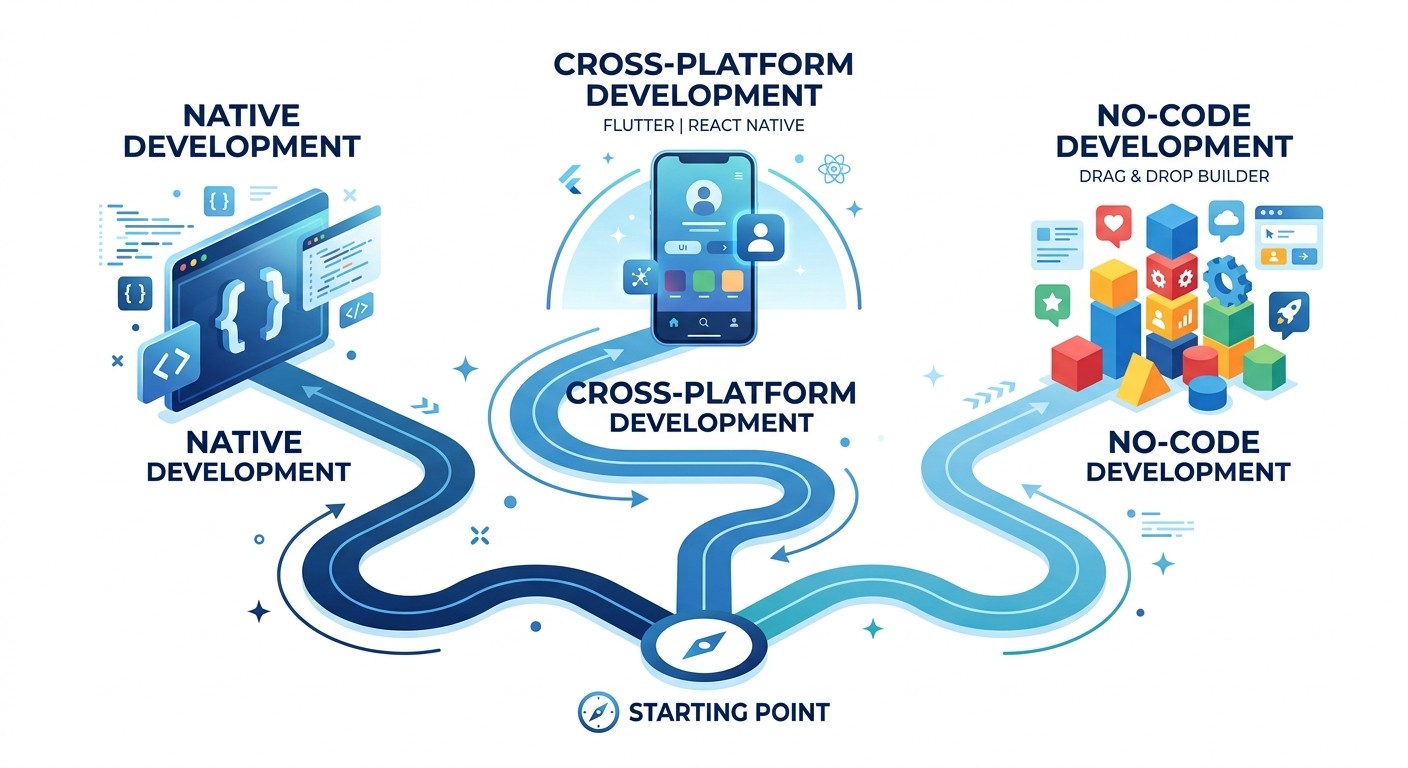 Flat illustration of app monetization methods showing a phone with subscription badges, shopping cart, and payment icons