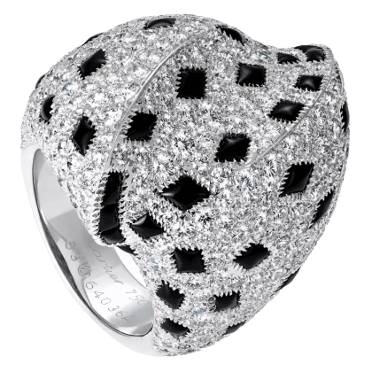 Cartier 18ct-white-gold, diamond and onyx Pelage ring, c1980s, £29,500