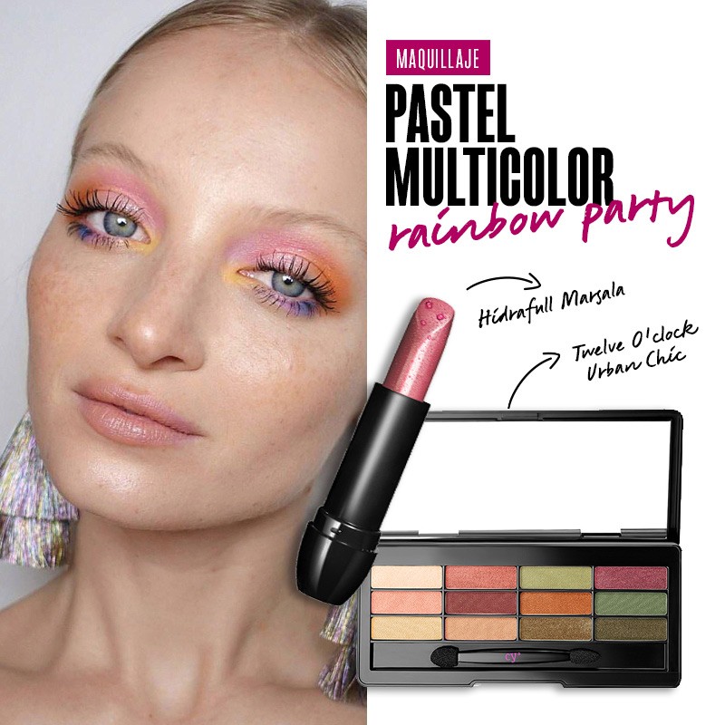 Maquillaje pastel multicolor: Rainbow Party | Fuente: Google Image