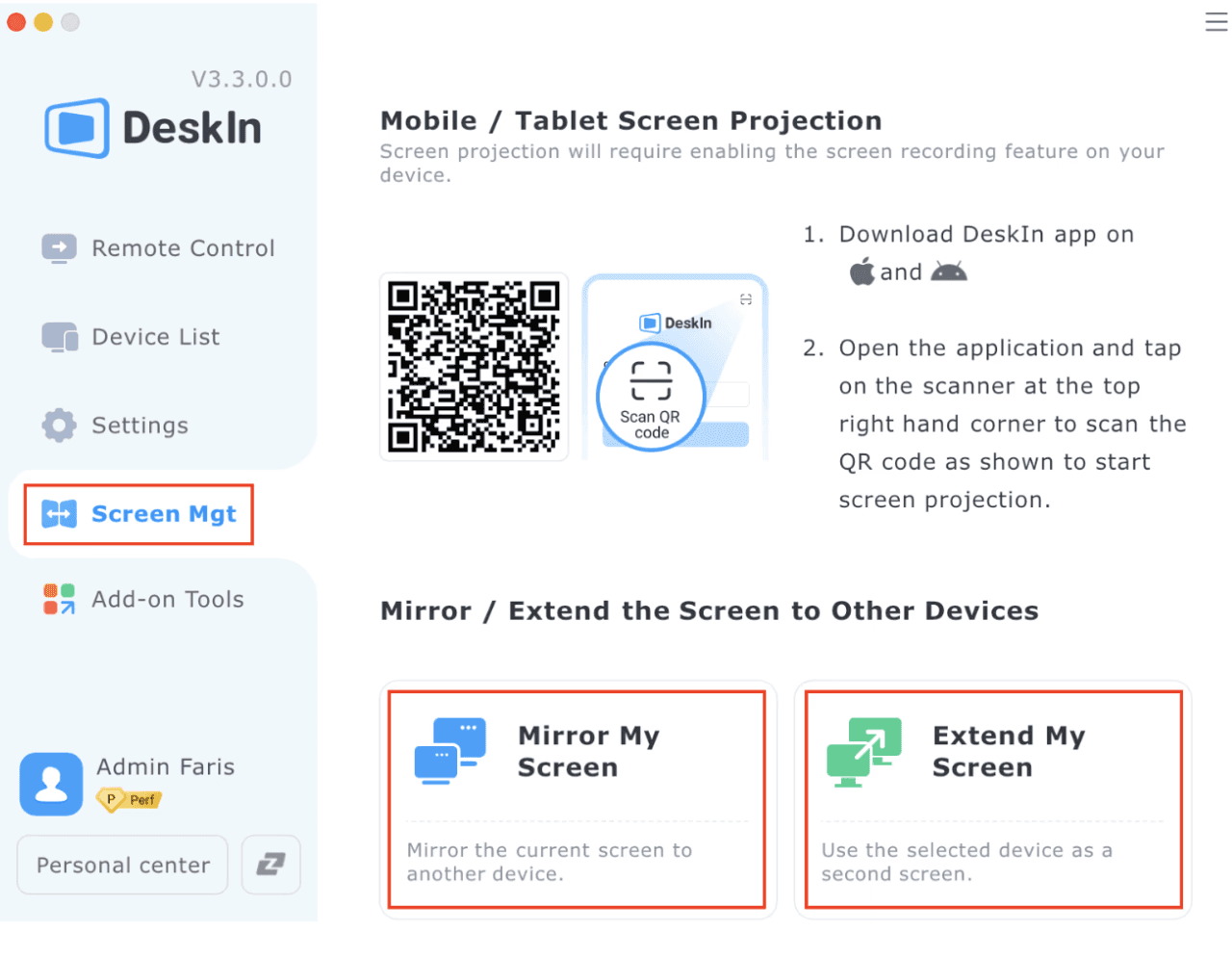 How to mirror or extend screen