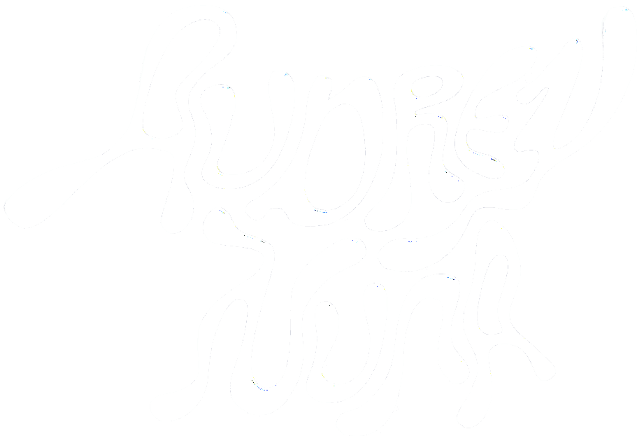 The image features white, abstract, artistic lettering on a transparent background, resembling freeform calligraphy or fluid typography.
