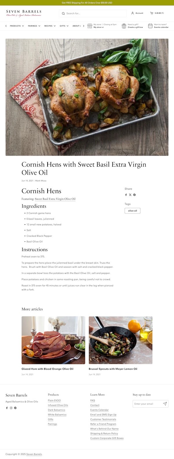 Seven Barrels Website Redesign 2021 Recipe Page
