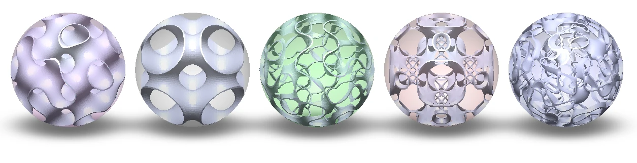 A 3D rendering of a gyroid lattice structure designed for a heat exchanger study.
