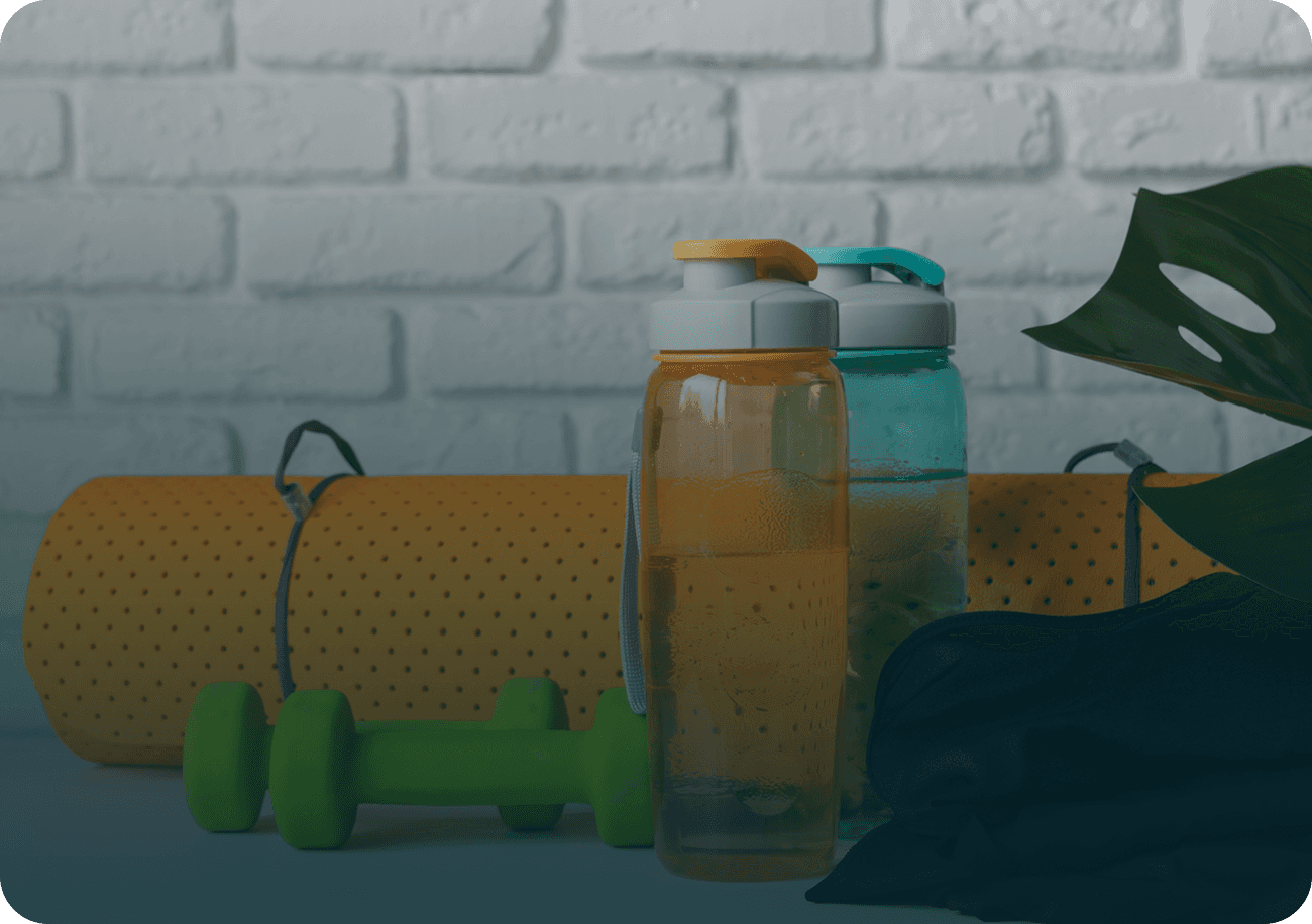 Yoga equipment on table