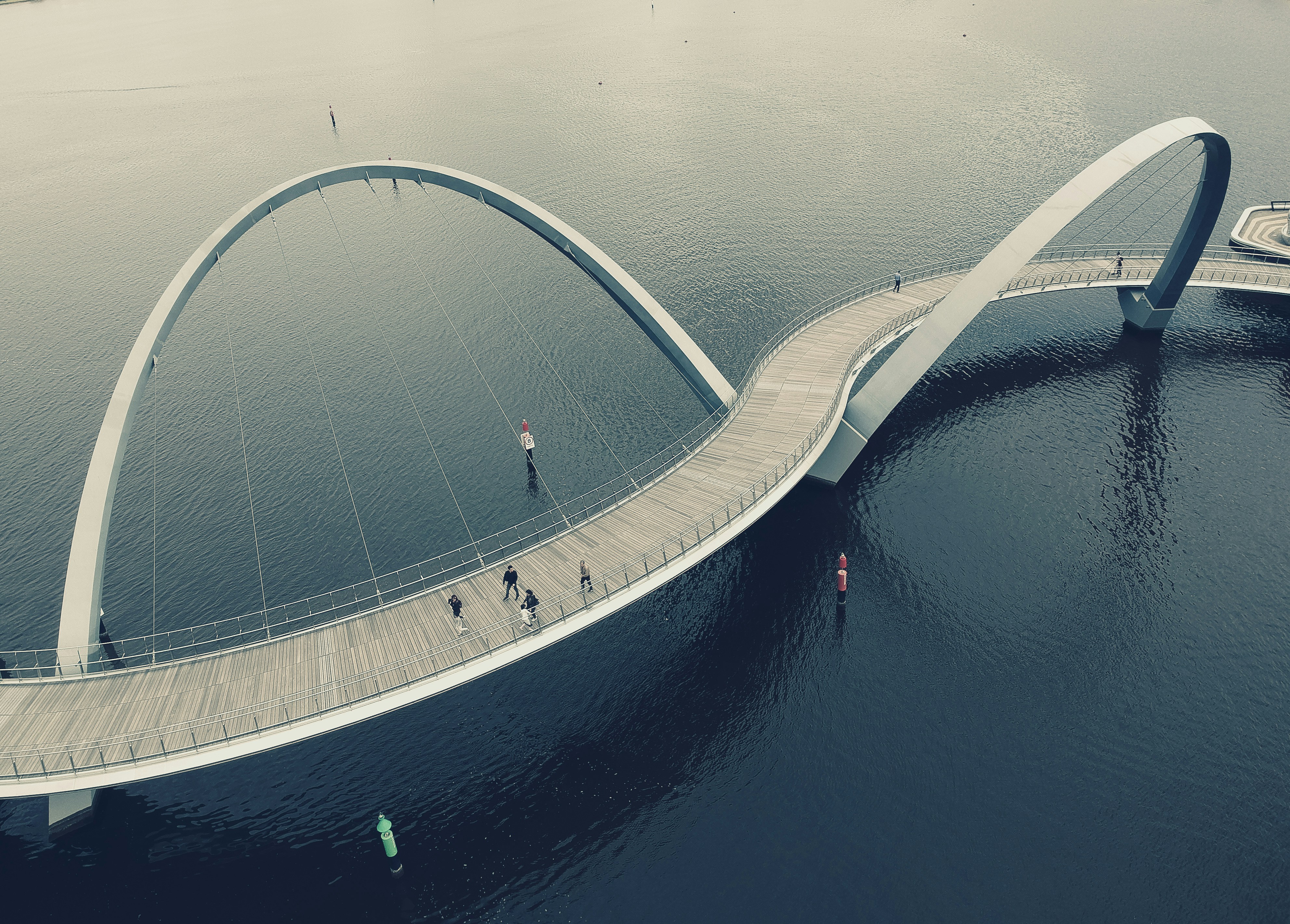 aerial photography of zigzagging bridge